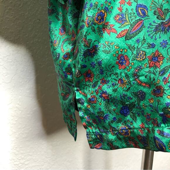 Victoria’s Secret Vintage Gold Label green floral button pajama top size Large - Picture 6 of 12